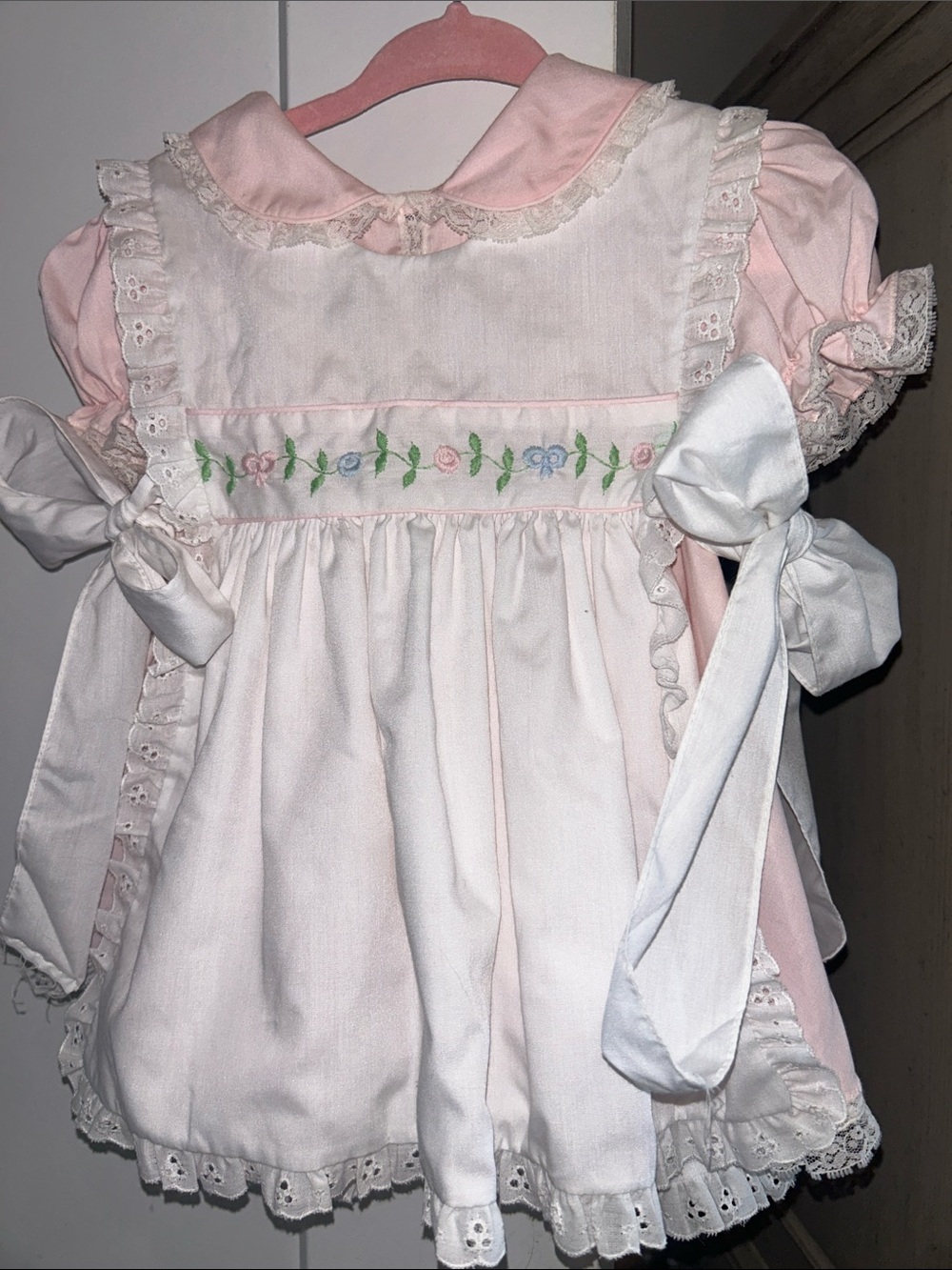 C.I. Castro Pink and White Embroidered Flower Dress